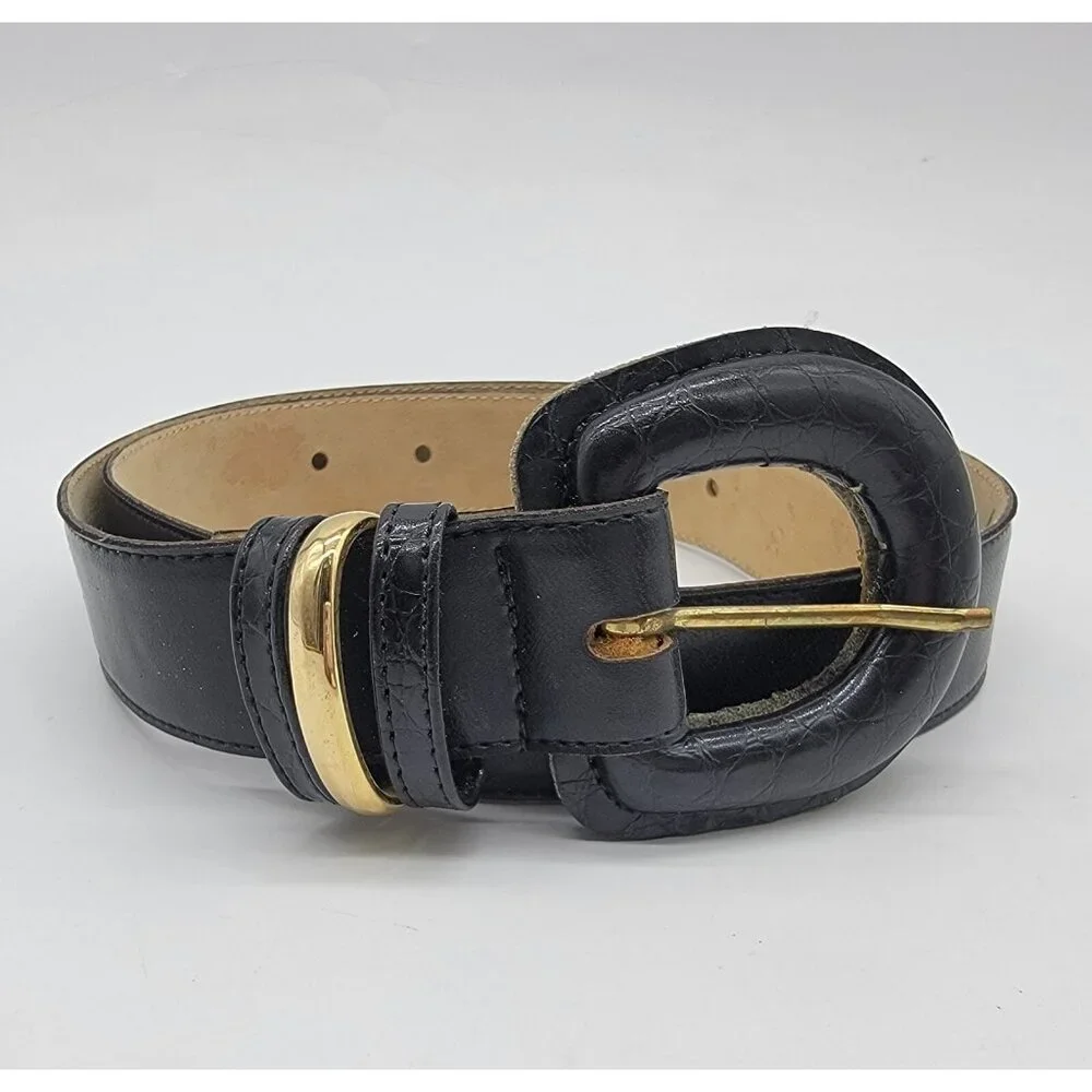Vintage Peter‎ Nygard Belt Faux Leather Black Belt